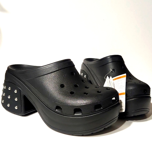 NEW! Crocs Siren Studded Platform Clog Slip-On Black Shoes - Picture 10 of 16